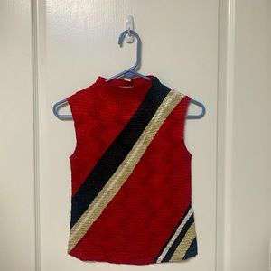 Petite Sophisticate Professional sleeveless Red and Black Top. Size S